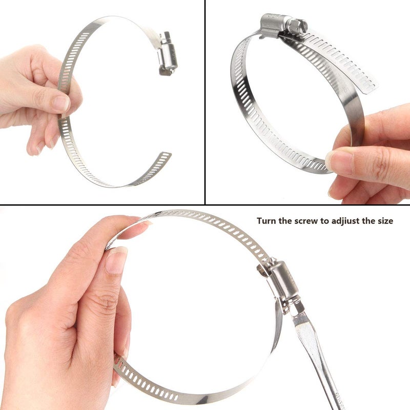 LISHINE 30 Pcs 3 inch Hose Clamp Adjustable Stainless Steel Hose Clamps Worm Gear Clamps Adjustable 72-95mm Range, Duct Clamp, Worm Drive Clamp for Automotive, Water Pipe, Hose Clip - Image 3